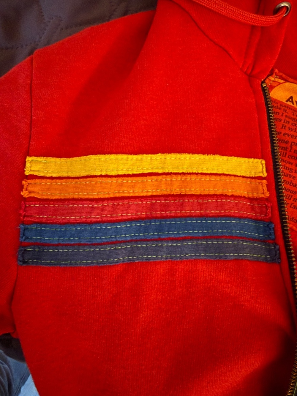 Aviator Nation 5 Stripe Hoodie - Red, Size S - Picture 2 of 7